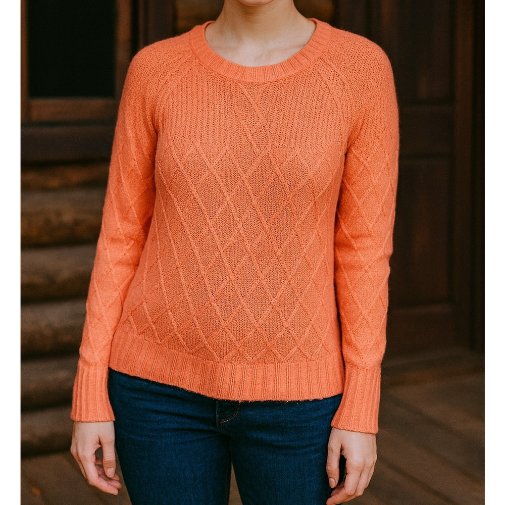Red Camel Knit Sweater Womens M Orange Long Sleeves Stretches Quite Luxury New